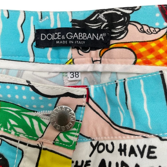 ⚡️HP⚡️Rare Women’s Dolce & Gabbana Printed Comics Stretch Pants Jeans Size 4 US - Picture 3 of 16